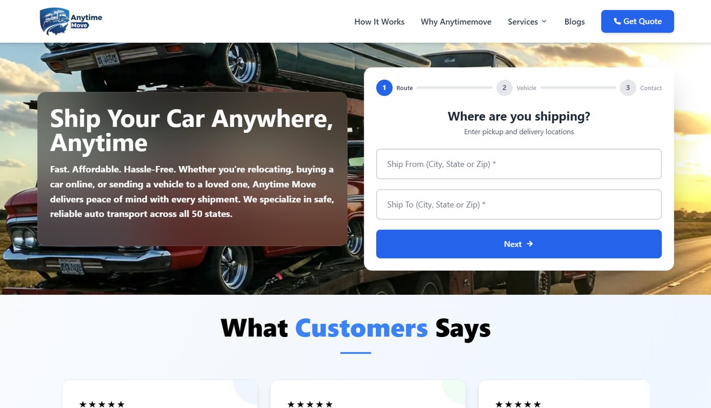 Anytime Move website